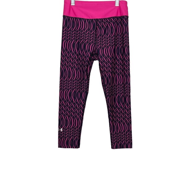 Under Armour XS Pink Black Compression Crop Leggings - Picture 1 of 10